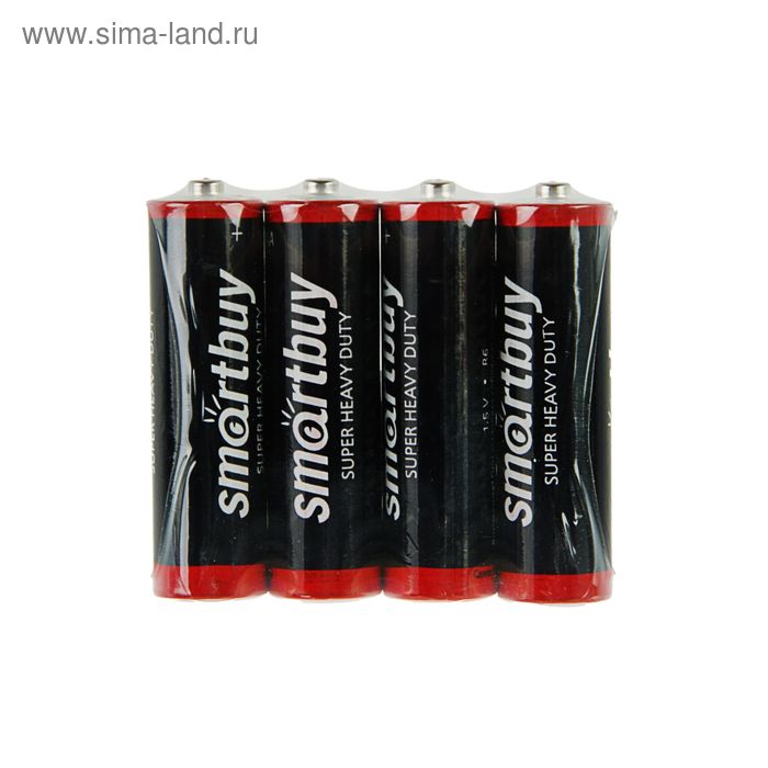Батарейка солевая Smartbuy Super Heavy Duty, AA, R6-4S, 1.5В, спайка, 4 шт. - Фото 1