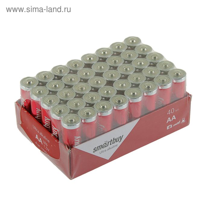 Батарейка алкалиновая Smartbuy Ultra, AA, LR6-40BOX, 1.5В, набор 40 шт. - Фото 1