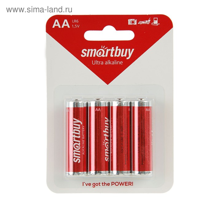 Батарейка алкалиновая Smartbuy Ultra, AA, LR6-4BL, 1.5В, блистер, 4 шт. - Фото 1