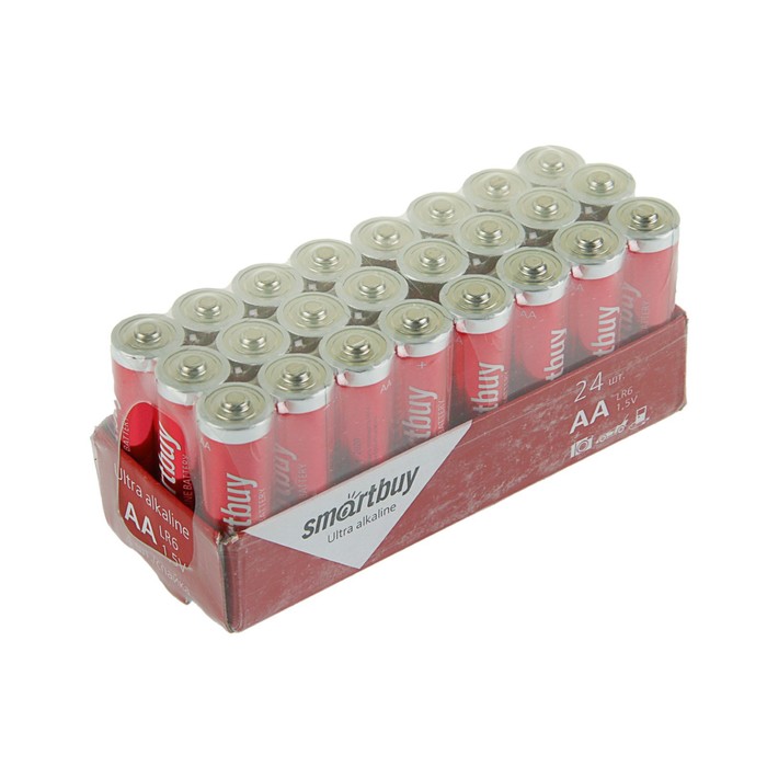 Батарейка алкалиновая Smartbuy Ultra, AA, LR6-24BOX, 1.5В, набор 24 шт. - Фото 1