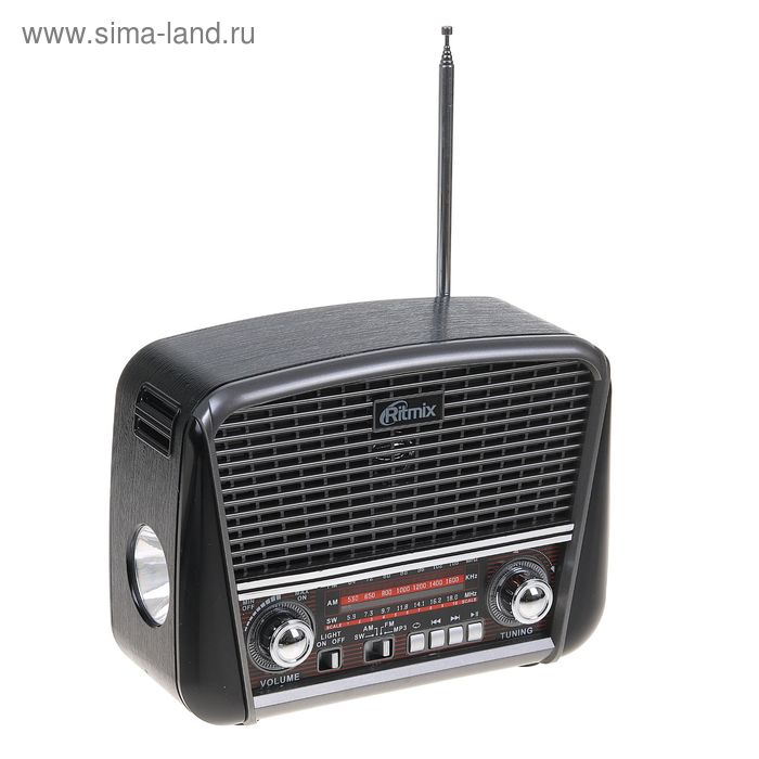 Радиоприемник Ritmix RPR-065 GRAY, функция MP3-плеера, фонарь - Фото 1