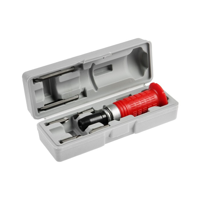 Отвертка ударно-поворотная ТУНДРА 1/2", с битами 6 шт., обрезиненная рукоятка, кейс - Фото 1