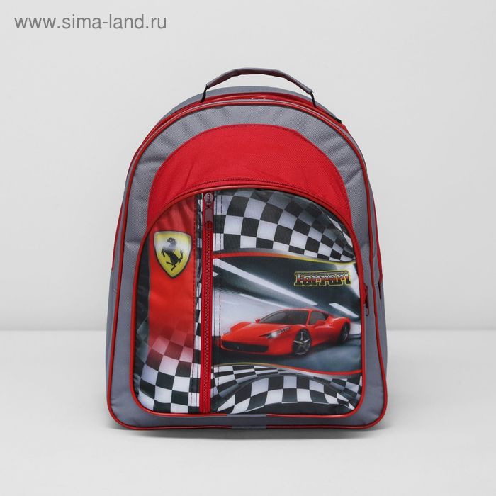 Рюкзак школьный на молнии, 1 отдел, 2 наружных кармана, цвет серый/красный - Фото 1