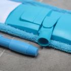 Швабра для мытья пола плоская, телескопическая ручка 68-120 см, насадка микрофибра 40×10 см, цвет голубой - Фото 7