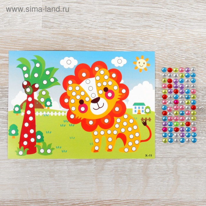 Аппликация круглыми стразами «Лев» - Фото 1