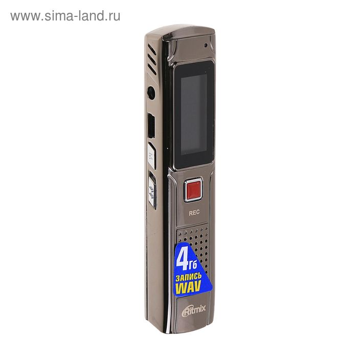 Диктофон RITMIX RR-110 4Gb, MP3, дисплей с подсветкой, литий-полимерный аккумулятор - Фото 1
