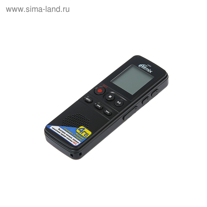 Диктофон RITMIX RR-810 4Gb Black, MP3, микрофон, дисплей, чехол, ремешок - Фото 1