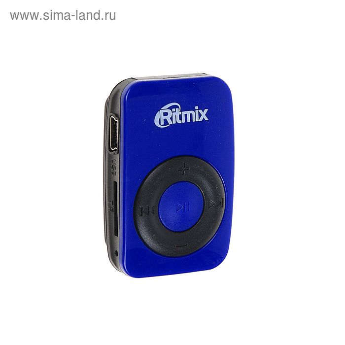 MP3-плеер RITMIX RF-1010, MIcroSD до 16Гб, клипса, световая индикация, синий - Фото 1