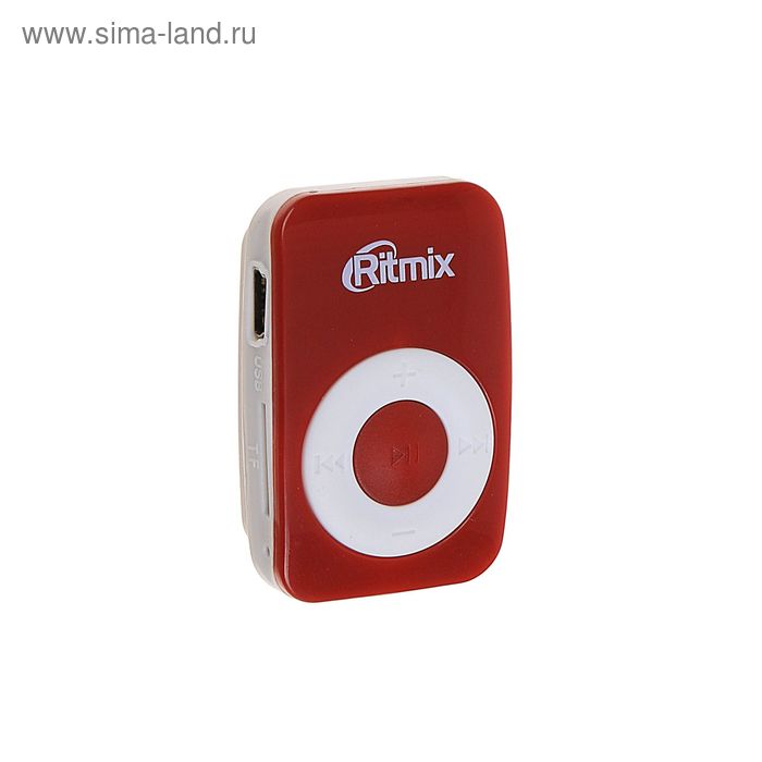MP3-плеер RITMIX RF-1010, MIcroSD до 16Гб, клипса, световая индикация, красный - Фото 1