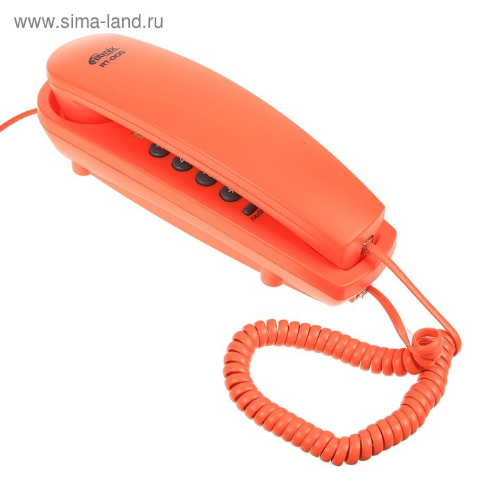 Проводной телефон RITMIX RT-005, настольно-настенный, Hi-Low, отключение микрофона, оранжев. - Фото 1
