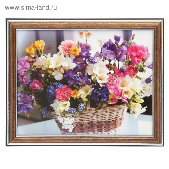 Картина "Корзина с цветами" 28*24 см - Фото 1