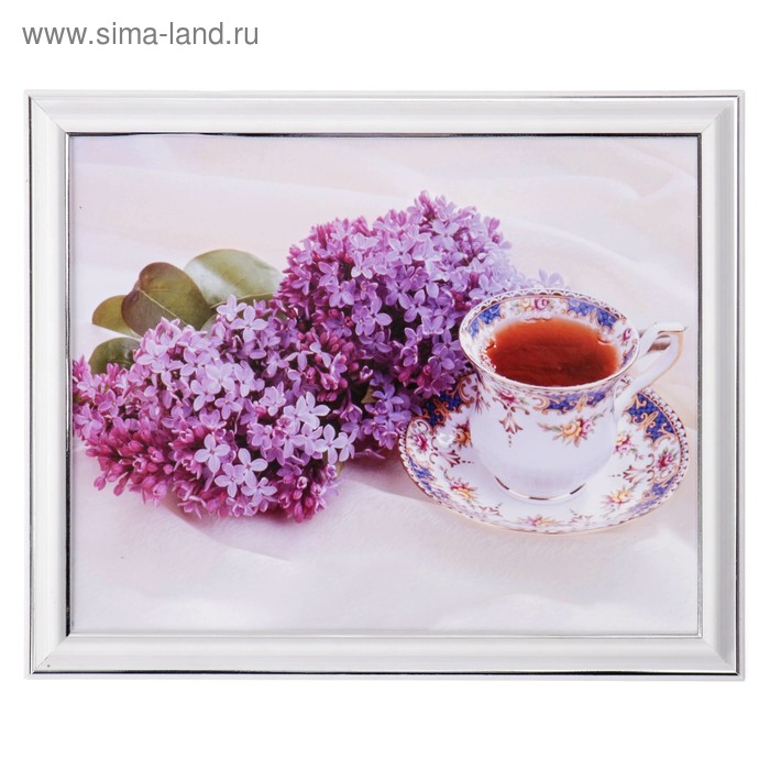 Картина "Сирень и чай" 27*22 см - Фото 1