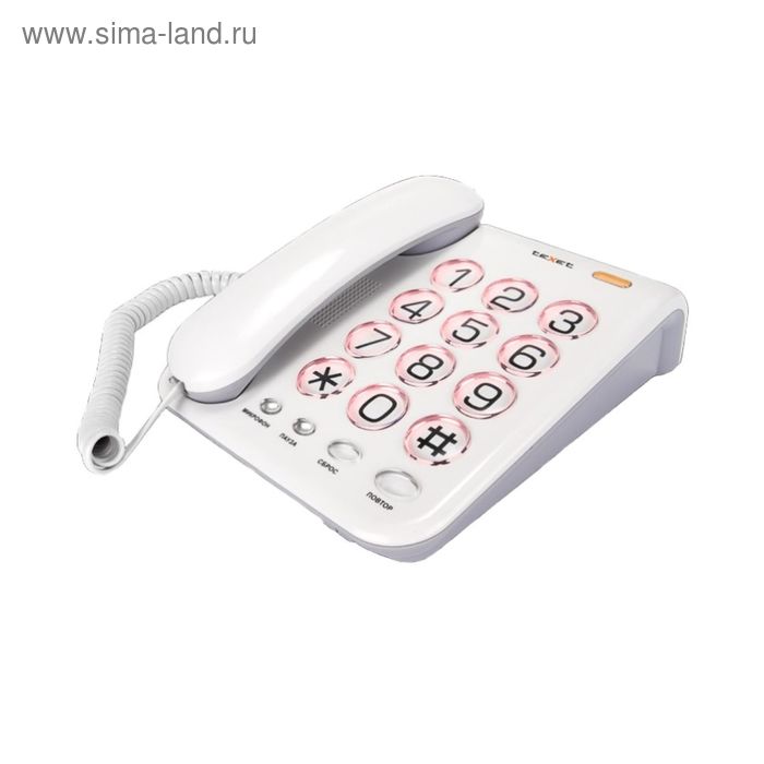 Телефон Texet TX 262, проводной, регулятор громкости звонка, большие кнопки, светло-серый - Фото 1