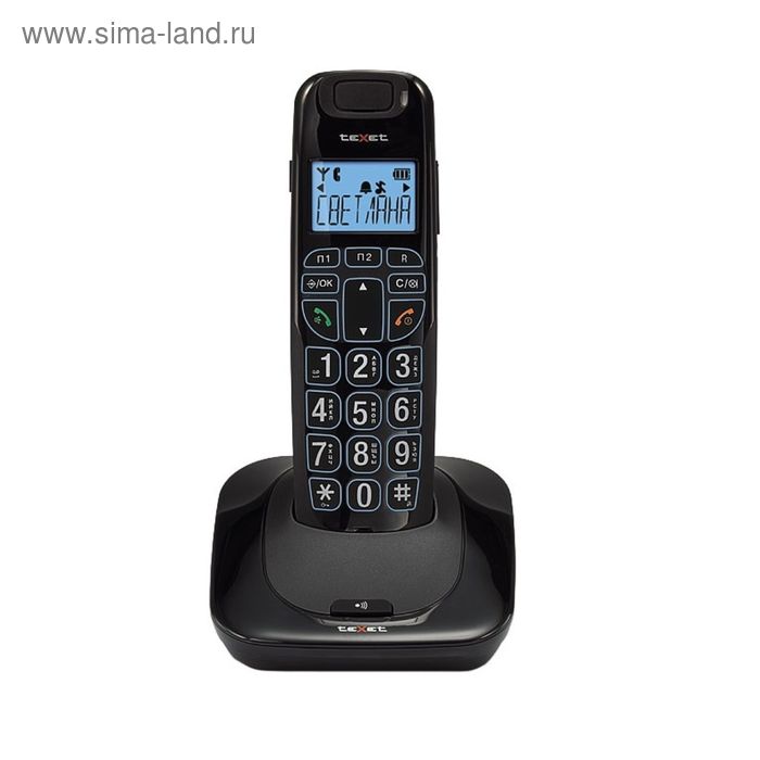 Телефон Texet TX-D7505A DECT, комплект из базы и трубки, полифония, черный - Фото 1
