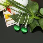 Серьги мини "Кошачий глаз" шарик, цвет зелёный - Фото 1