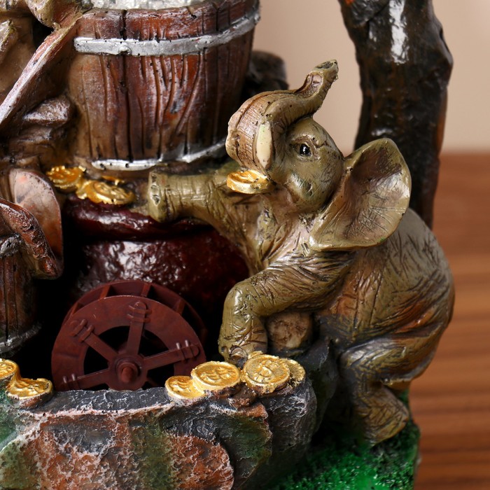 Фонтан "Слоны с монетами" 19х28 см (с подсветкой) - фото 1883305117