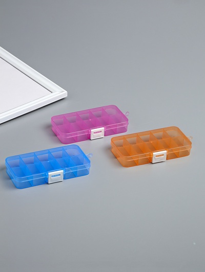Шкатулка-органайзер для хранения мелочей со съёмными ячейками, 10 отделений, пластик, 2×12.5×6.5 см, МИКС