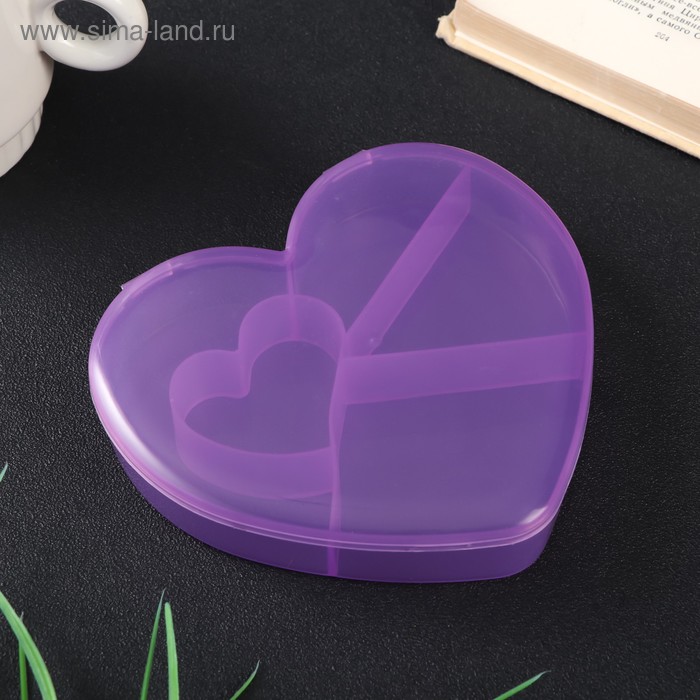 Шкатулка пластик для мелочей "Сердце" МИКС 2,8х12,5х13,5 см - Фото 1