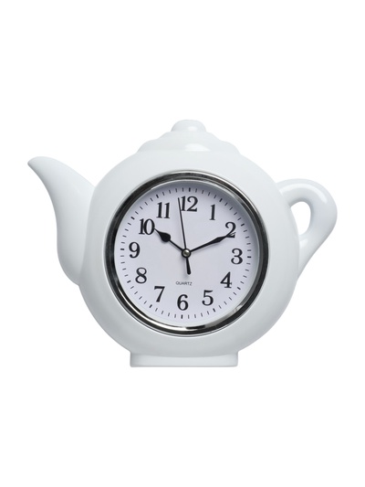 Часы настенные интерьерные, «Чайник», дискретный ход, d=13 см, 30×23 см, белые, от батарейки 1×АА