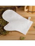 Рукавица для бани и сауны, полиэфир, белая - Фото 5