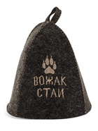 Шапка для бани и сауны с вышивкой «Вожак стаи», полиэфир 70%, шерсть 30%, серая, «Добропаровъ» - Фото 6