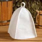 Шапка для бани и сауны, полиэфир 70%, шерсть 30%, белая - Фото 3