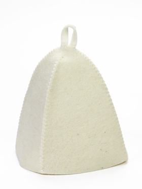 Шапка для бани и сауны, полиэфир 70%, шерсть 30%, белая