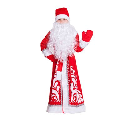 Детский карнавальный костюм "Дед Мороз" с узором, рост 134-140 см