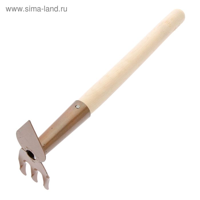 Мотыжка комбинированная, длина 43 см, 3 зубца, деревянная ручка - Фото 1