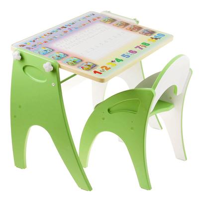 Комплект детской мебели «Буквы-цифры» парта-мольберт, стульчик, цвет салатовый