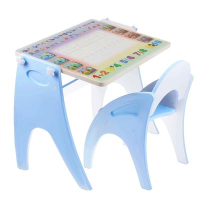 Комплект детской мебели «Буквы-цифры» парта-мольберт, стульчик, цвет голубой