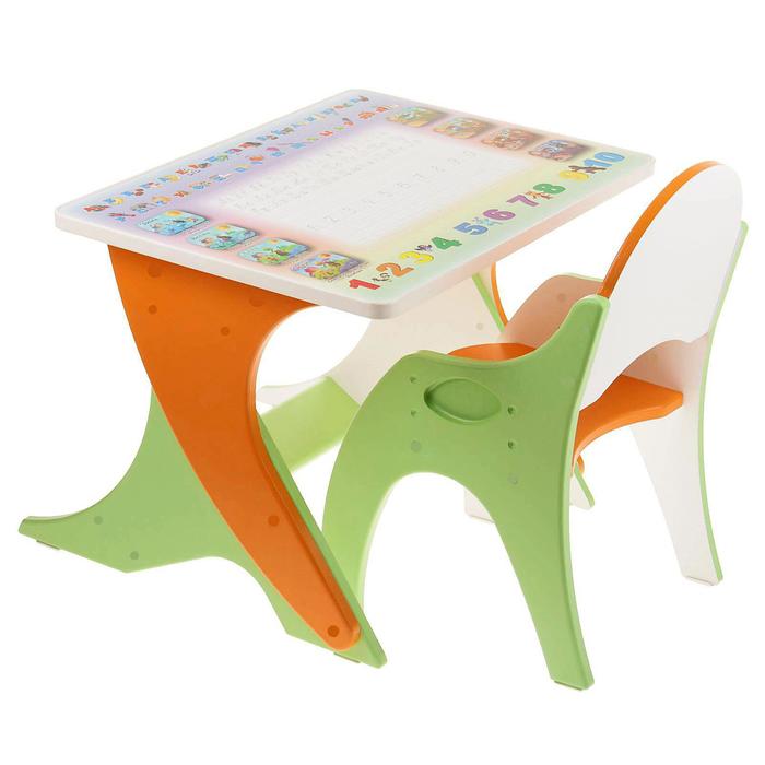 Комплект детской мебели «Буквы-цифры»: парта, стул, цвет эвкалипт-оранжевый - Фото 1