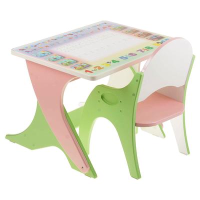 Комплект детской мебели «Буквы-цифры», стол-парта, стул, цвет салатово-розовый