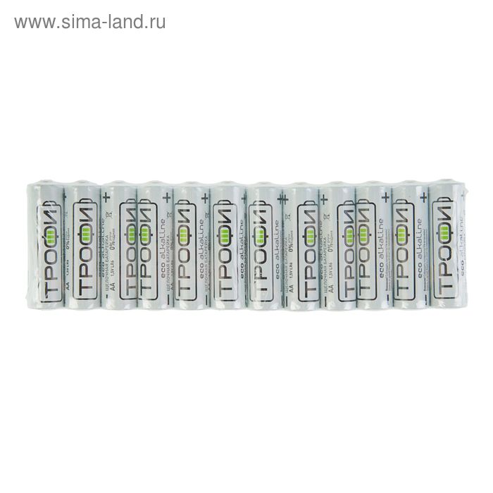Батарейка алкалиновая "Трофи" Eco, AA, LR6-12S, 1.5В, спайка, 12 шт. - Фото 1