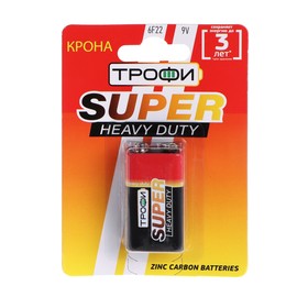 Батарейка солевая "Трофи" Super Heavy Duty, 6F22-1BL, 9В, крона, блистер, 1 шт. 2478477