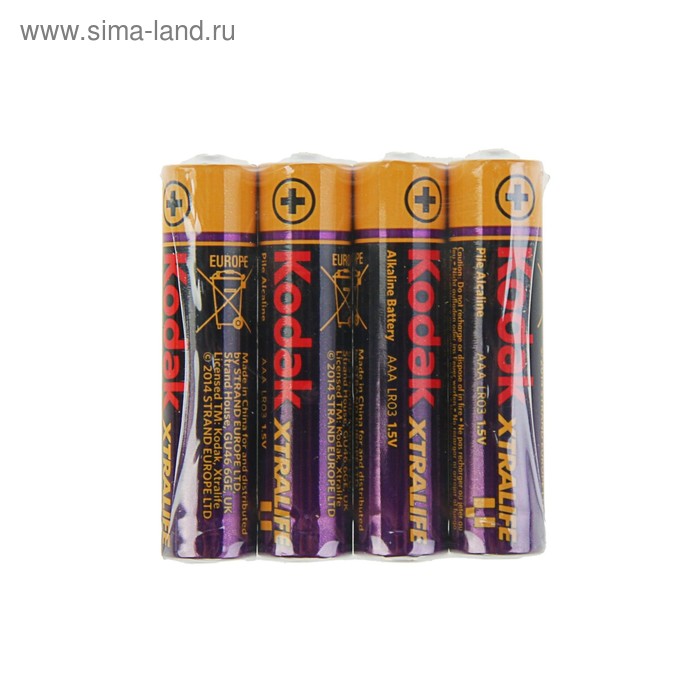 Батарейка алкалиновая Kodak Xtralife, AAA, LR03-4S, 1.5 В, спайка, 4 шт. - Фото 1