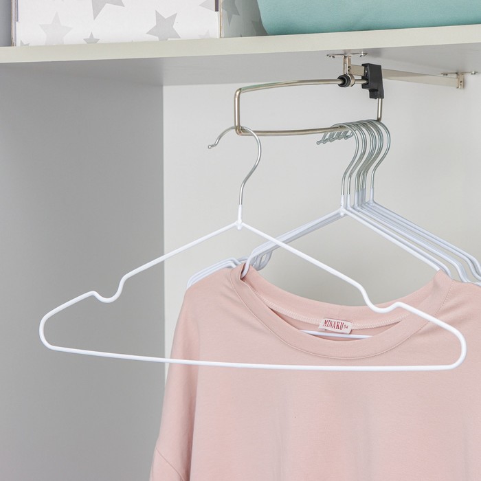 Плечики-вешалки для одежды Доляна, размер 40-44, антискользящее покрытие, цвет белый - Фото 1