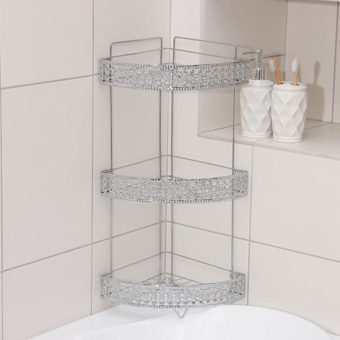 Полка угловая 3-х ярусная Доляна, 29,5×22×56 см - Фото 1