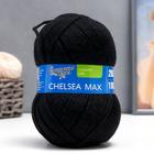 Пряжа Chelsea MAX (Челси max) 50% шерсть англ.кроссбред, 50% акрил 200м/100гр (1 черный) - Фото 1