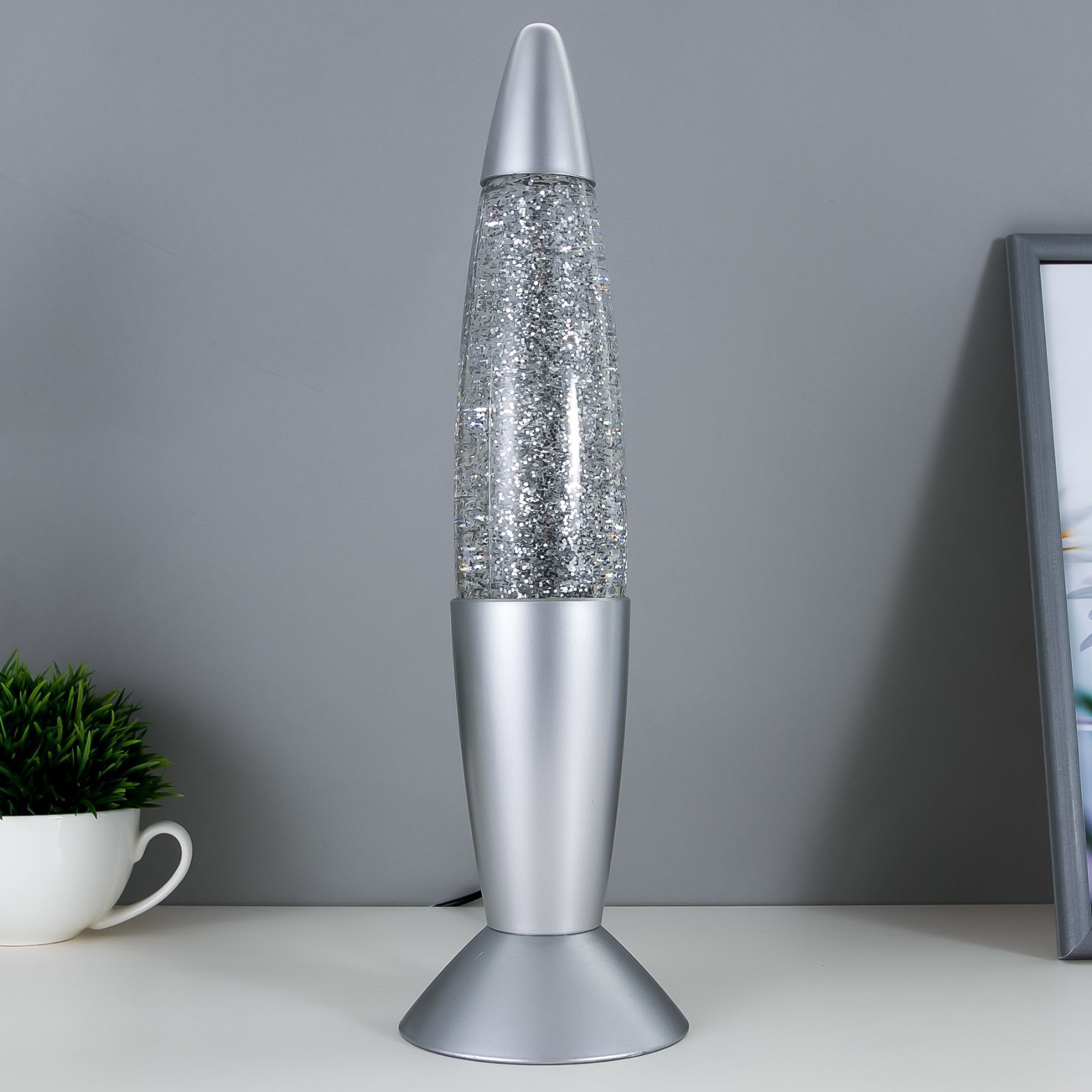 Светильник "Тайфун" LED, лава, блёстки, серебро 35,5 см RISALUX ...