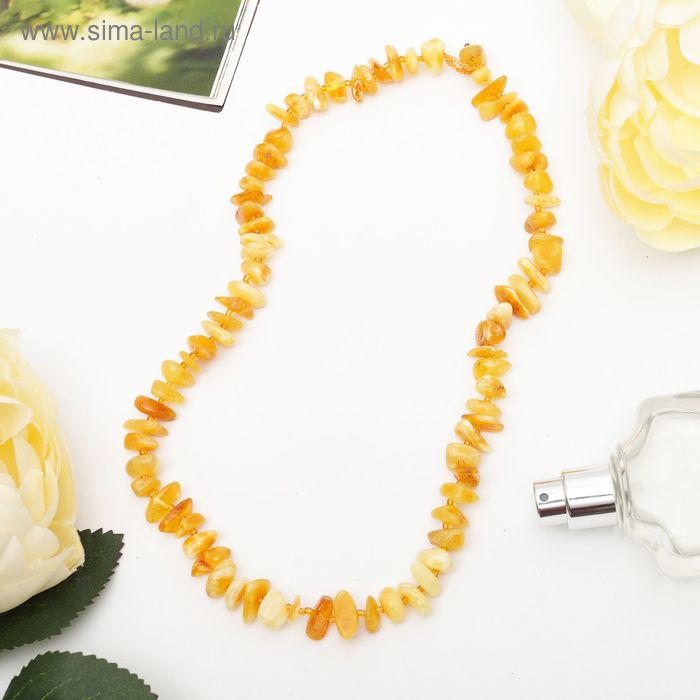 Бусы «Янтарь» галтовка через бисер, цвет коньячный - Фото 1