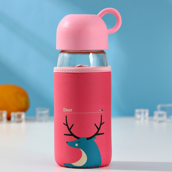 Бутылка для воды «Лесная банда», 420 мл, h=17 см, в чехле, стекло, МИКС - Фото 1