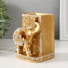 Сувенир полистоун карандашница "Слон у золотой книги" 10,5х8,3х7 см - фото 8648573