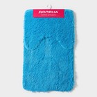 Коврики для ванной и туалета Доляна «Пушистик», 2 шт., 40×50, 50×80 см голубые - Фото 6