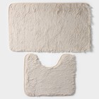Набор ковриков для ванной и туалета Доляна «Пушистик», 2 шт, 40×50, 50×80 см цвет бежевый - фото 3672887