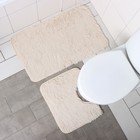 Набор ковриков для ванной и туалета Доляна «Пушистик», 2 шт., 40×50, 50×80 см бежевый - Фото 2