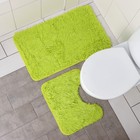 Набор ковриков для ванной и туалета Доляна «Пушистик», 2 шт, 40×50 см, 50×80 см, цвет зелёный - Фото 6
