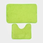 Коврики для ванной и туалета Доляна «Пушистик», 2 шт.: 40×50 см, 50×80 см, цвет зелёный - Фото 1