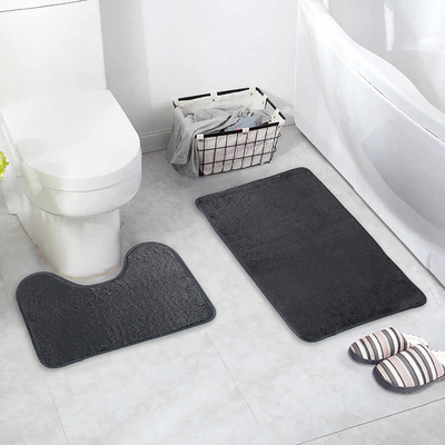 Набор ковриков для ванной и туалета Доляна «Пушистик», 2 шт, 40×50, 50×80 см, цвет серый