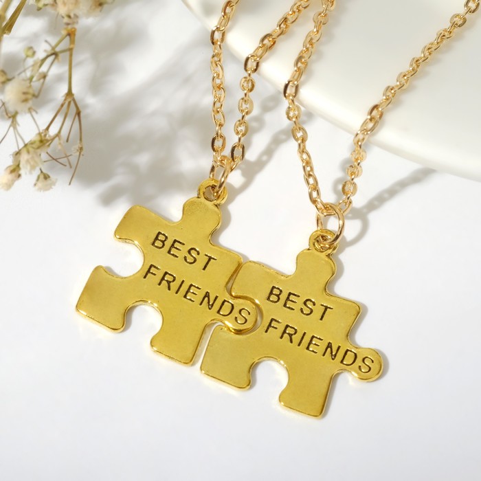 

Кулоны «Неразлучники» best friends, пазл, цвет чернёное золото, 52 см